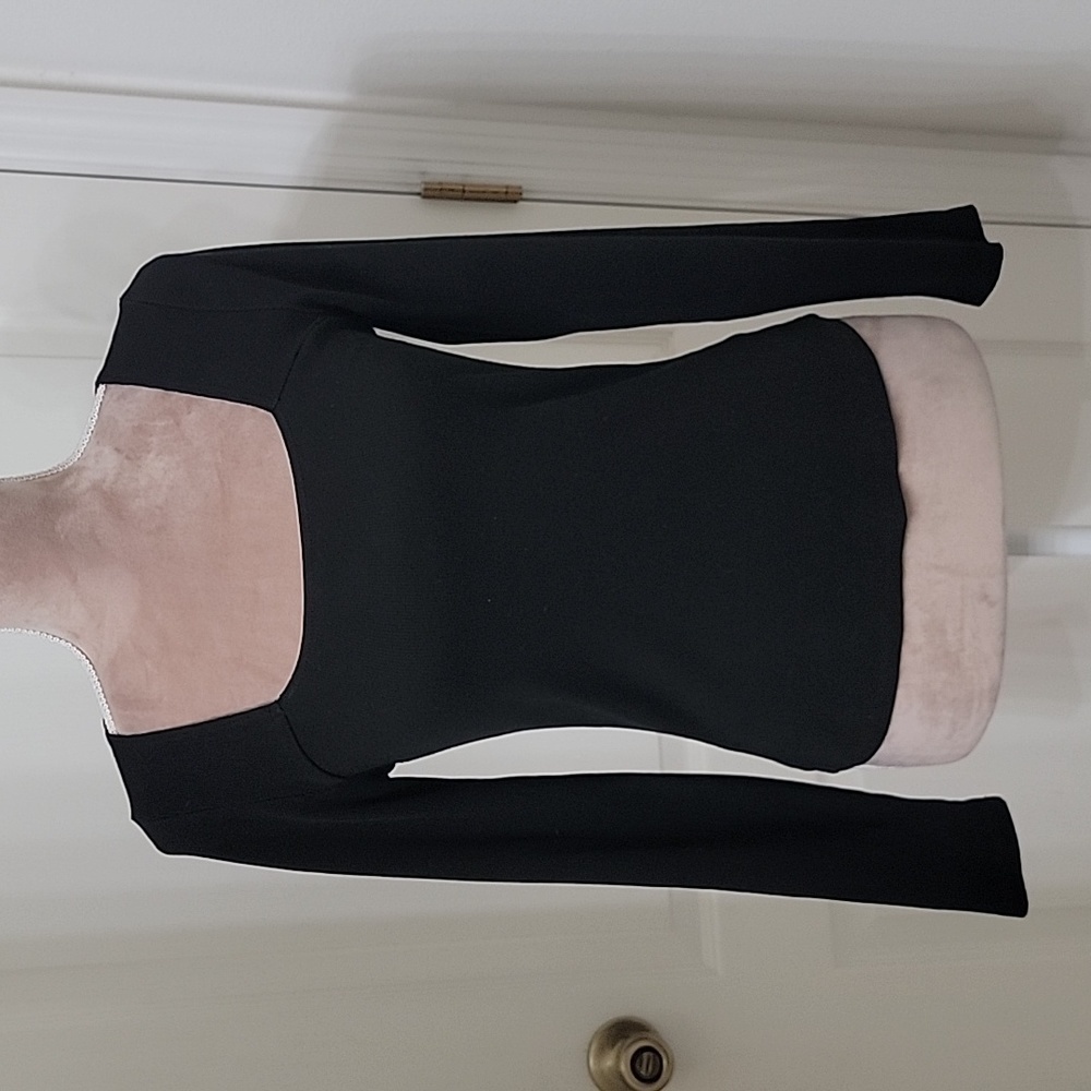 Anthropologie t.la Size XS Black Ribbed Square Neck Top.  Gently Used Condition.